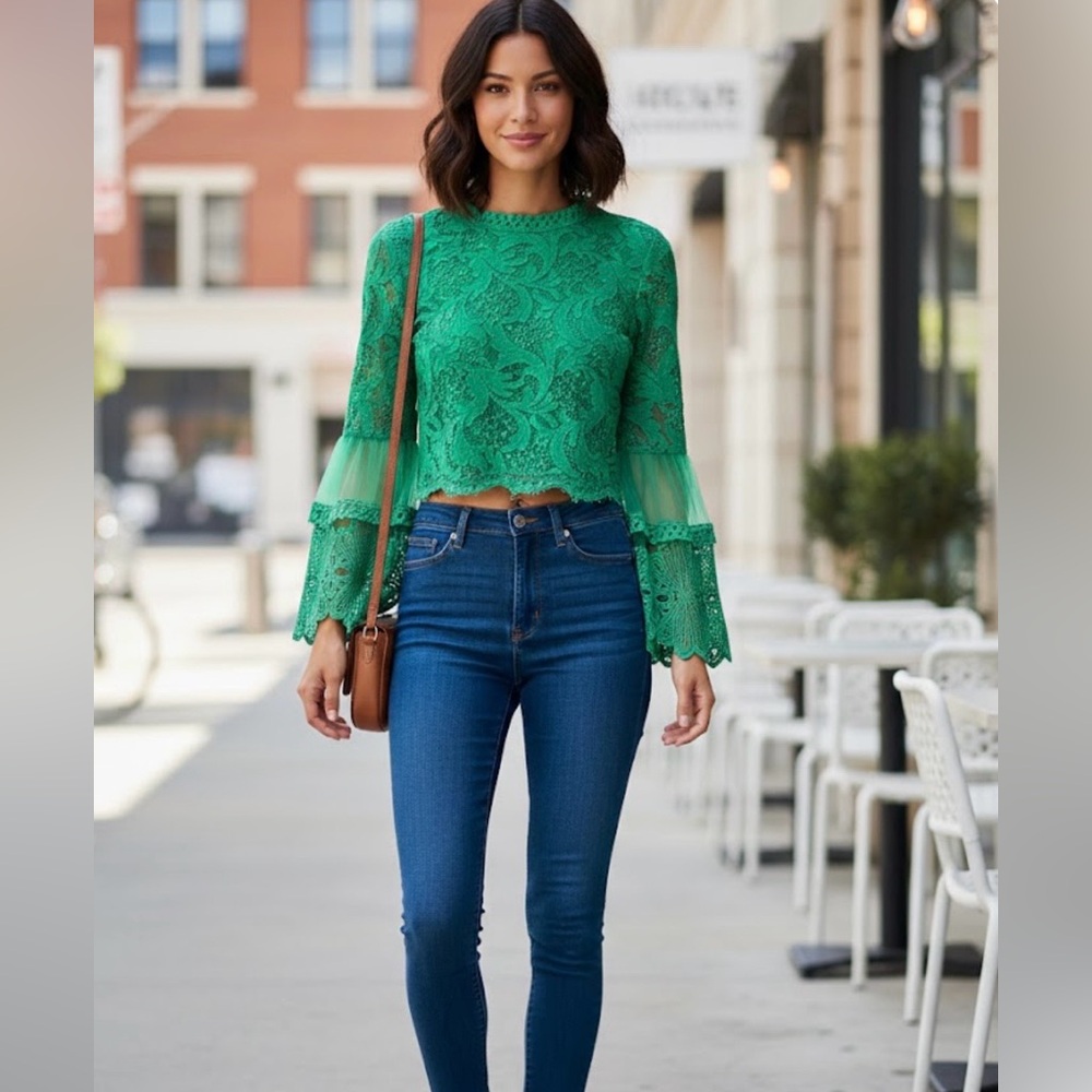 Elegant Green Lace Blouse